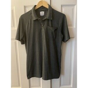 Flylow Lopez Polo Shirt Mens M Gray Performance Tech Stretch Hiking Snap Pocket